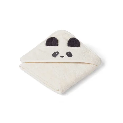 Liewood Albert Hooded Baby Towel - Panda - Creme de la Creme - Creme de la Creme / One Size
