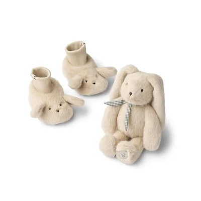 Liewood Basim Rabbit Soft Toy & Slippers Baby Gift Set