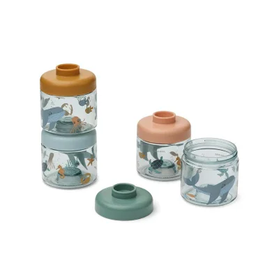 Liewood Dominique Food Tritan Boxes 100 ml 4-Pack - Sea Creature / Sandy - Sea Creature / Sandy / 100ml