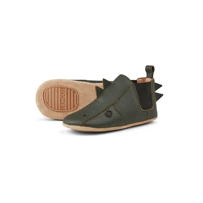 Liewood Edith Leather Slippers - Dino - Hunter Green