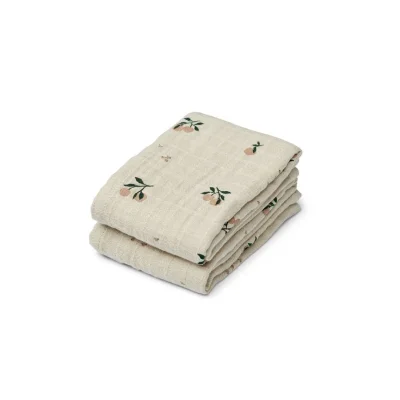 Liewood Lewis Muslin Cloth - 2-Pack - Peach Sea Shell Mix - Peach / Sea Shell Mix