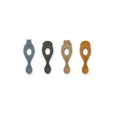 Liewood Liva Silicone Spoons - Safari - Blue Multi Mix - 4 Pack