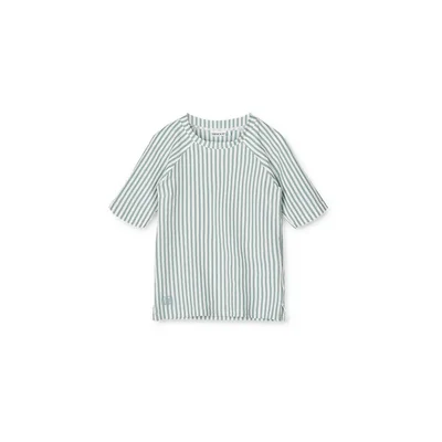 Liewood Noah Seersucker Swim Tee - Sea Blue Stripe - White