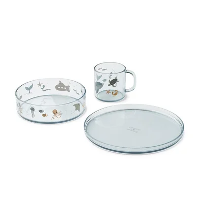 Liewood Siva Printed Tritan Tableware Set - Sea Creature / Sandy - One size / Sea Creature / Sandy