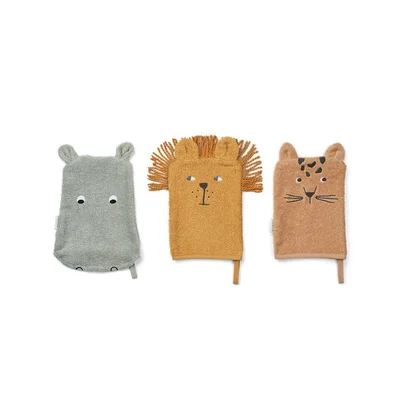 Liewood Sylvester Washcloth 3-Pack - Safari Mix
