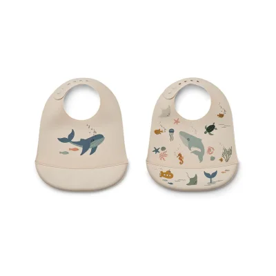 Liewood Tilda Printed Bib - 2 Pack - Sea Creature/Sandy