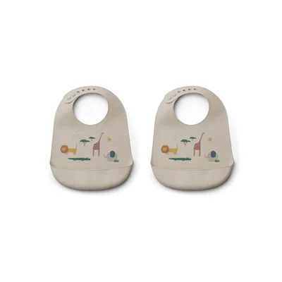 Liewood Tilda Silicone Bibs - Safari Sandy Mix - 2 Pack