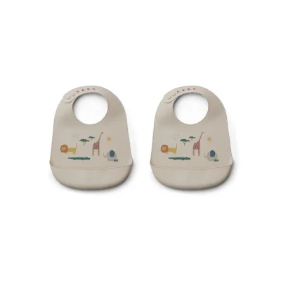 Liewood Tilda Silicone Bibs - Safari Sandy Mix - 2 Pack — image 2