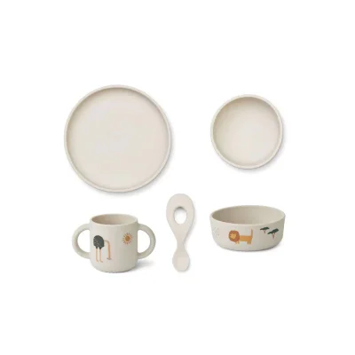 Liewood Vivi Printed Silicone Set - Safari - Sandy Mix
