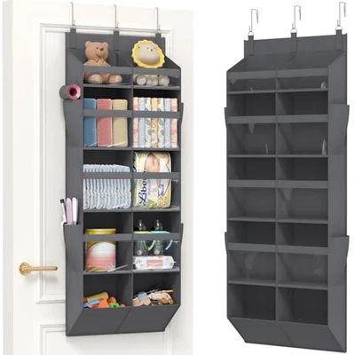Lifewit 1 Pack Over the Door Organiser, 5 Section Hanging Storage, Beige