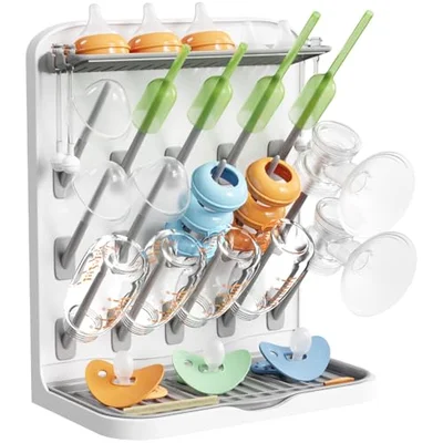 Lifewit Baby Bottle Drying Rack, Standing Holder with 15 Hooks, Detachable Brackets, Space Saving Countertop Organiser for Feeding Nipples, Teats, Soothers, Sealing Discs Storage, Newborn Essentials