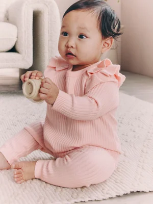 Light Pink Baby Knitted Jumper and Leggings Set 2 Piece