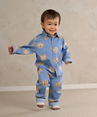 Lion Print Denim Shirt - 18-24 Months