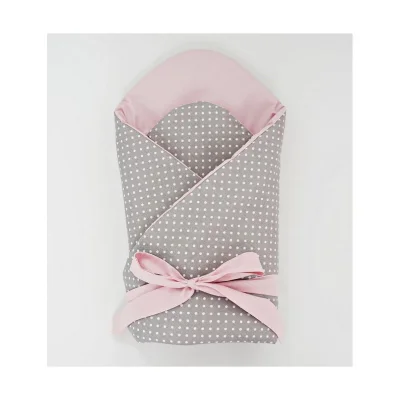 Little Babes Soft Swaddle Wraps-Spotty Grey With Powder Pink - Spotty Grey With Powder Pink / 0-3m