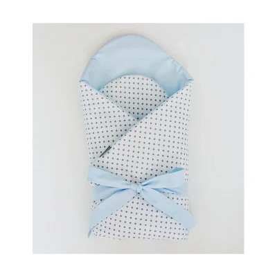 Little Babes Soft Swaddle Wraps-White Spotty With Blue - Default
