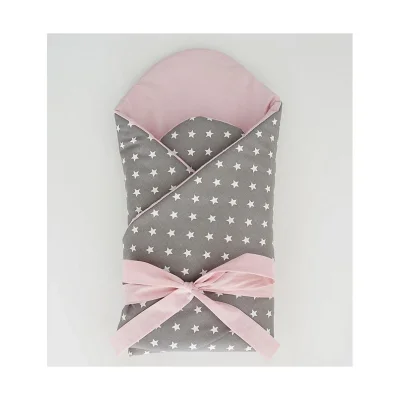 Little Babes Soft Swaddle Wraps-White Stars With Powder Pink - Default