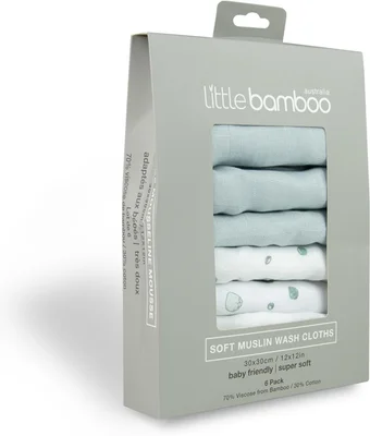 Little Bamboo Muslin Baby Wash Cloths - Whisper