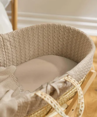 Little Green Sheep Organic Moses Basket Fitted Sheet - Truffle - Beige