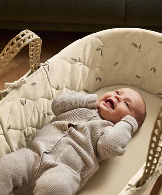 Little Green Sheep Quilted Moses Basket & Mattress