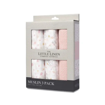 Little Linen Pack of 3 Muslin Prints-Ballerina Bunny