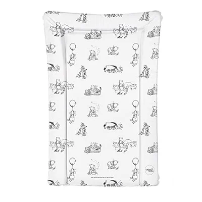 Little Poppets Deluxe Unisex Baby Waterproof Changing Mat with Raised Edges - Black & White Winnie the Pooh, L