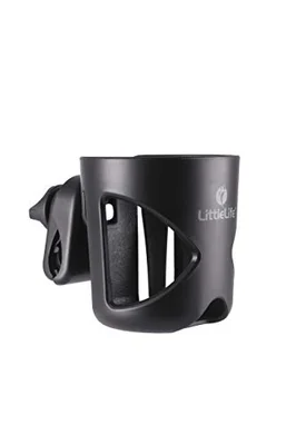 LittleLife Buggy And Pushchair Universal Cup Holder Adjustable Bottle Organiser for Stroller, Drink and Coffee Cup Holder - Black