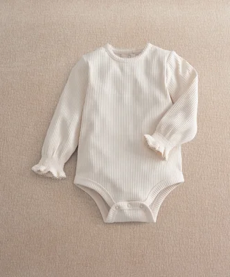 Long Sleeve Picot Trim Bodysuit - 6-9 Months