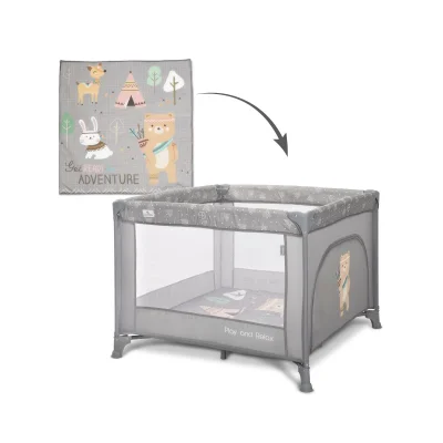 Lorelli Play N Relax Playpen - Grey Adventure - Grey