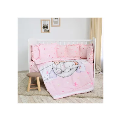 Lorelli Ranforce 5 Piece Bedding Set with Cot Bumper – Butterflies Pink