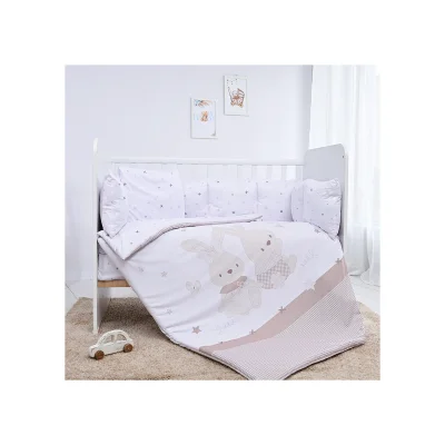 Lorelli Ranforce 5 Piece Bedding Set with Cot Bumper – Honey Bunny Beige