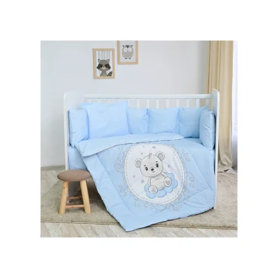 Lorelli Ranforce 5 Piece Bedding Set with Cot Bumper – Little Bear Blue