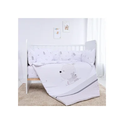 Lorelli Ranforce 5 Piece Bedding Set with Cot Bumper – Little Rabbit Grey