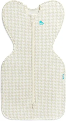 Love To Dream⢠Swaddle UPā¢, Newborn 2.2-3.8 kg - Tan Houndstooth, Snug Fit, Supports Healthy Sleep Routine, 1.0 Tog For 20-24°C Temperature, Machine Washable Stretch Cotton, 2 Zips, Easy Nappy Change - Houndstooth Tan / Newborn (2.2-3.8kg)