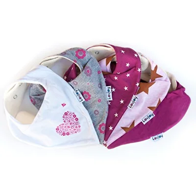 Lovjoy Bandana Dribble Bibs - Super Absorbent & Soft for Teething Babies - Adjustable Snaps - Fits Newborn to 3 years - 5 Pack (Carnations)