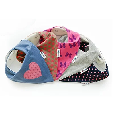Lovjoy Bandana Dribble Bibs - Super Absorbent & Soft for Teething Babies - Adjustable Snaps - Fits Newborn to 3 years - 5 Pack (Carnations) - Love Polka / 0-3 Years