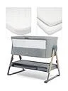Lua Bedside Crib Grey Bundle- White