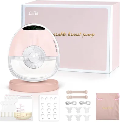 Lulia Wearable Breast Pump with Strong Suction, 4 Mode 9 Level, Electric Breast Pump Hands Free, 6oz Large Capacity, Private, Includes 17/19/21/24MM Flanges - 1 Pack Pink