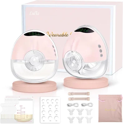 Lulia Wearable Breast Pump with Strong Suction, 4 Mode 9 Level, Electric Breast Pump Hands Free, 6oz Large Capacity, Private, Includes 17/19/21/24MM Flanges