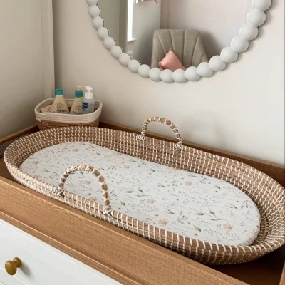Mabel & Fox - Basket Changing Mat - Natural Wildflowers
