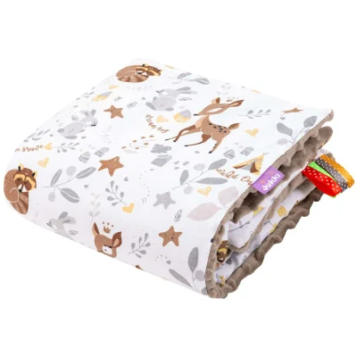 Magical Woodland with Mocha Minky™ fabric Newborn Blanket 55x75cm - Jukki.uk - Baby Shop