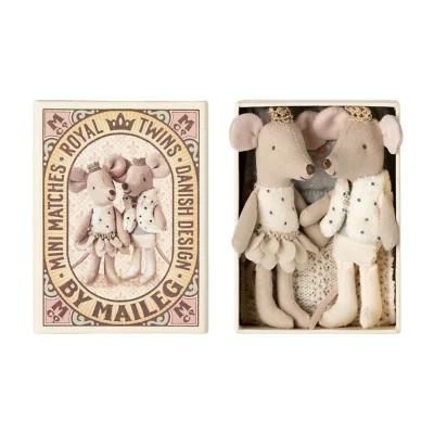 Maileg Royal Twin Mice Little Sister And Brother In Matchbox