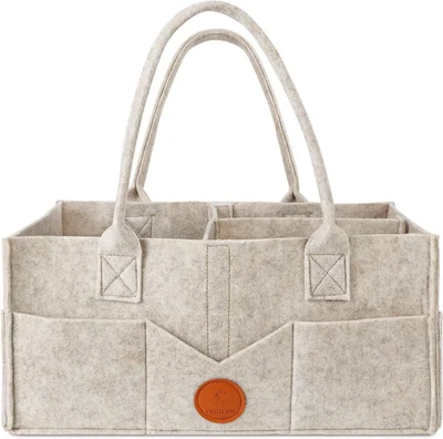 Maliton Nappy Caddy, Newborn Essentials for for Newborn, Sturdy Portable Washable Baby Caddy with Detachable Compartments, Brown, Medium