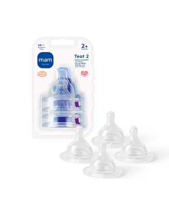 MAM Medium Flow Size 2 Teats - 4pk - Clear