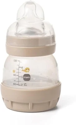 MAM Easy Start Anti-Colic Baby Bottles | 2 Pack (2 x 130ml) | Self-Sterlising Baby Milk Bottle | Slow Flow MAM Teat Size 1 | Newborn Essentials | Unisex | (Various Designs)