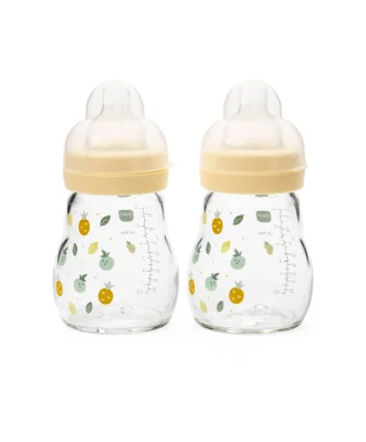 MAM Feel Good Glass Bottle 170ml (2 Pack) - Yellow