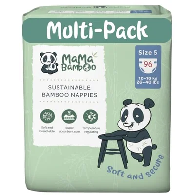 Mama Bamboo Soft Newborn Eco Sustainable Nappies (Size 1) - Chlorine-Free Hypoallergenic (35 pcs per pack)
