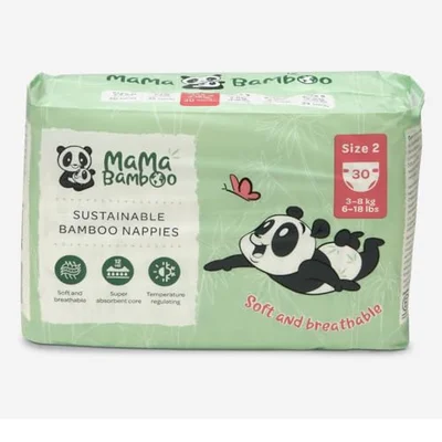 Mama Bamboo Couches écologiques biodégradables Taille 2 Bambou de Luxe sans chlore Hypoallergénique - White / Size 2 (Pack of 30)