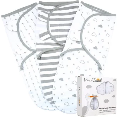 Mama Cheetah Baby Swaddle Sack 3-6 Month, Organic Cotton Swaddling Sleep Sack, Infant Blanket Wrap Size Large, Swaddle for Large Babies, Easy Swaddles for Boy Girl, 4-Pack