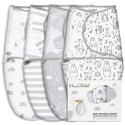Mama Cheetah Baby Swaddle Sack 3-6 Month, Organic Cotton Swaddling Sleep Sack, Infant Blanket Wrap Size Large, Swaddle for Large Babies, Easy Swaddles for Boy Girl, 4-Pack - Beautiful Life / L (3-6 Months)