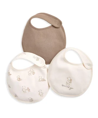 Bear Print & Embroidered Bibs
